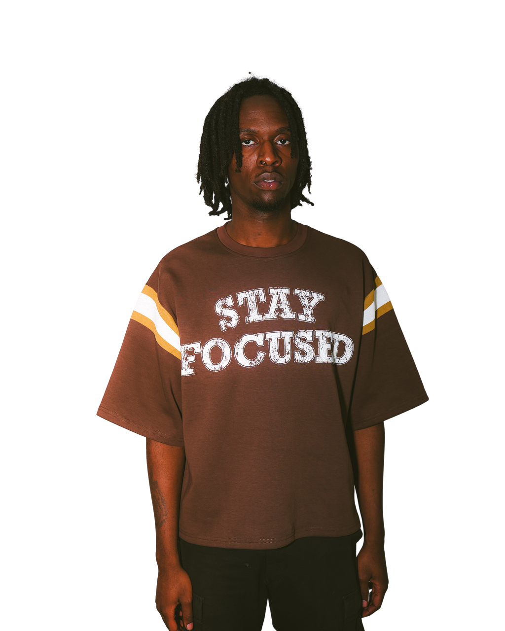 'Stay Focused' Mocha Varsity Tee