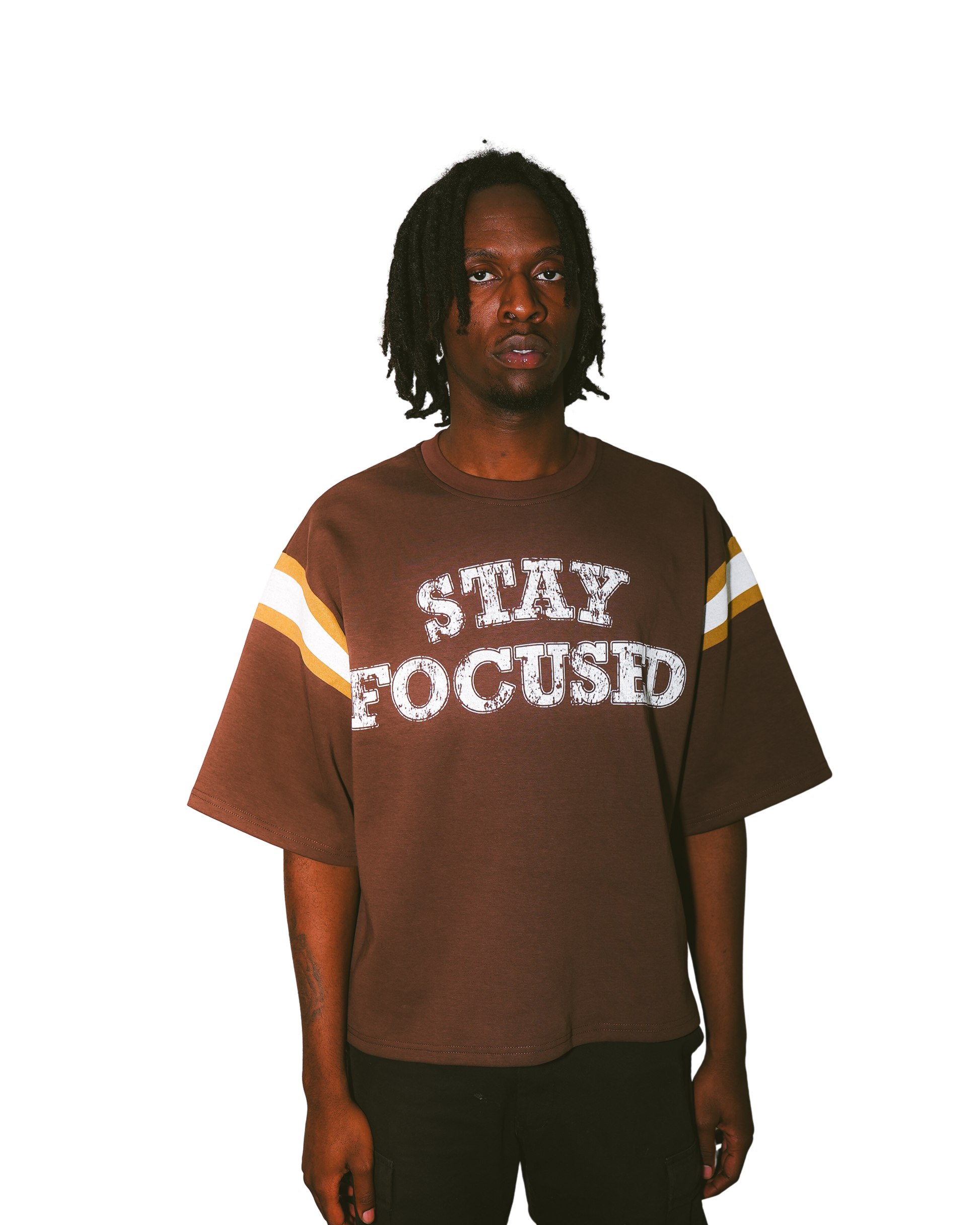 'Stay Focused' Mocha Varsity Tee