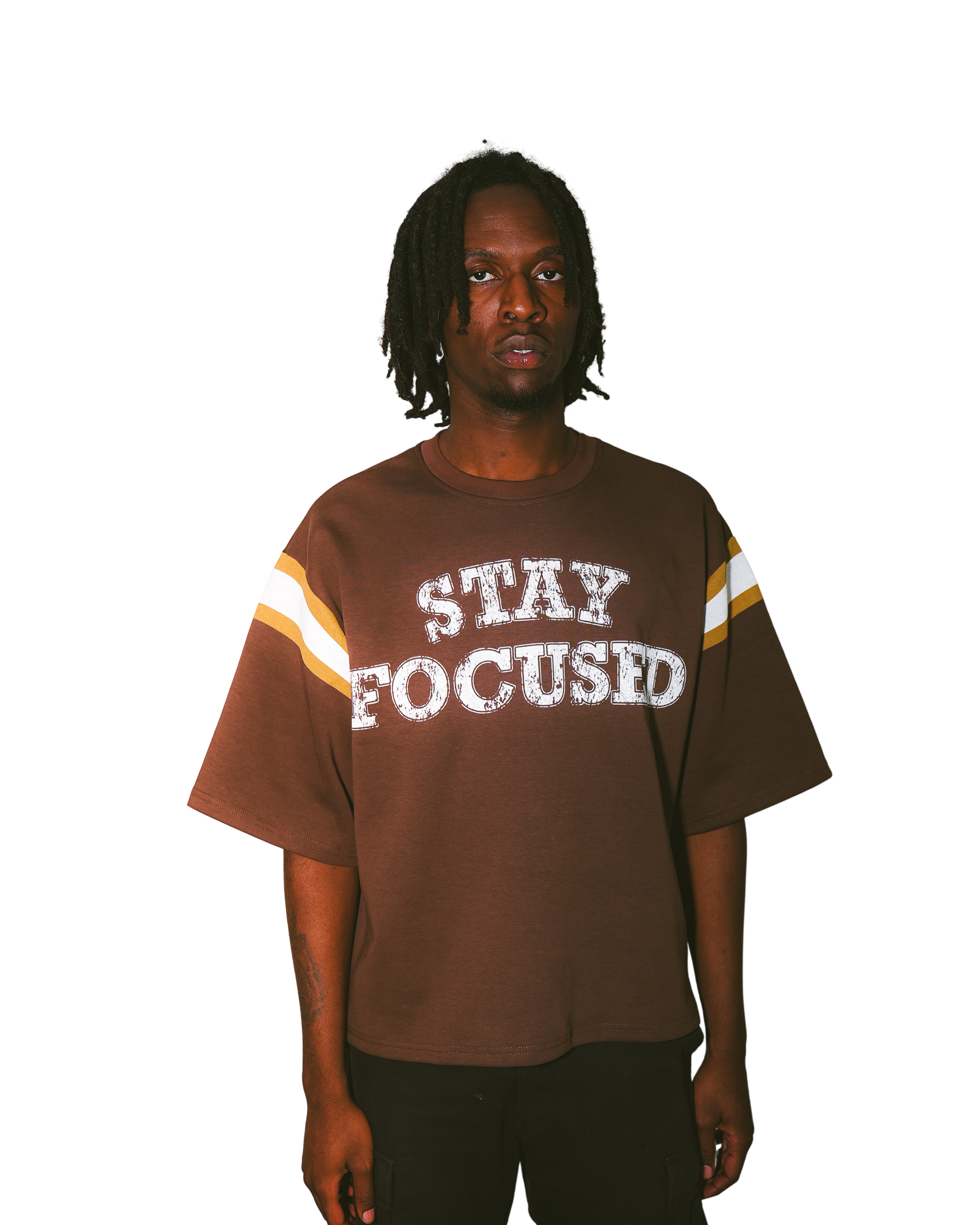 'Stay Focused' Mocha Varsity Tee