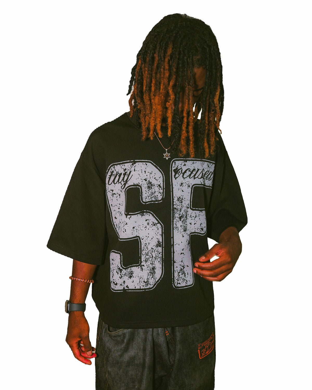 'SF' Black Tee