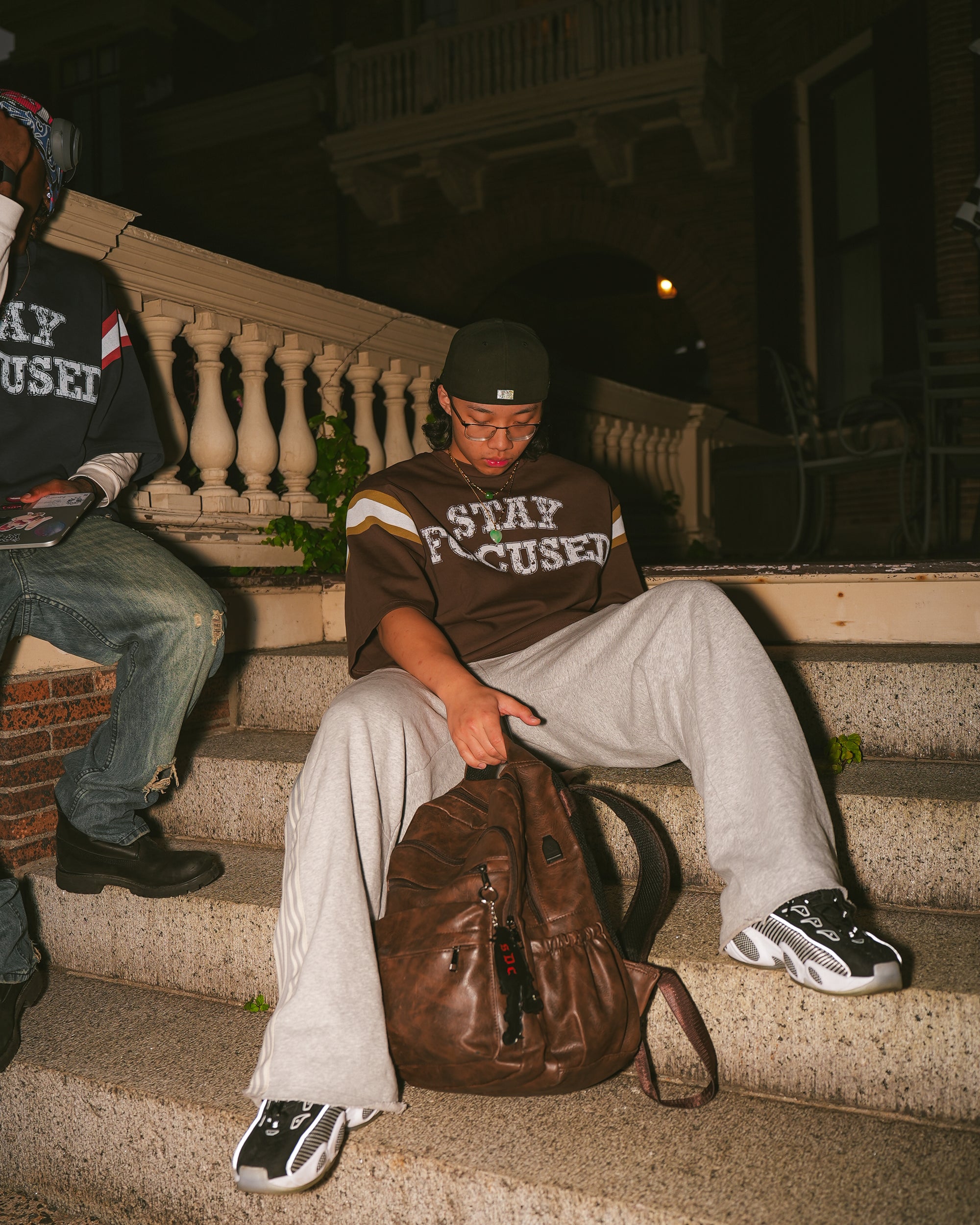 'Stay Focused' Mocha Varsity Tee