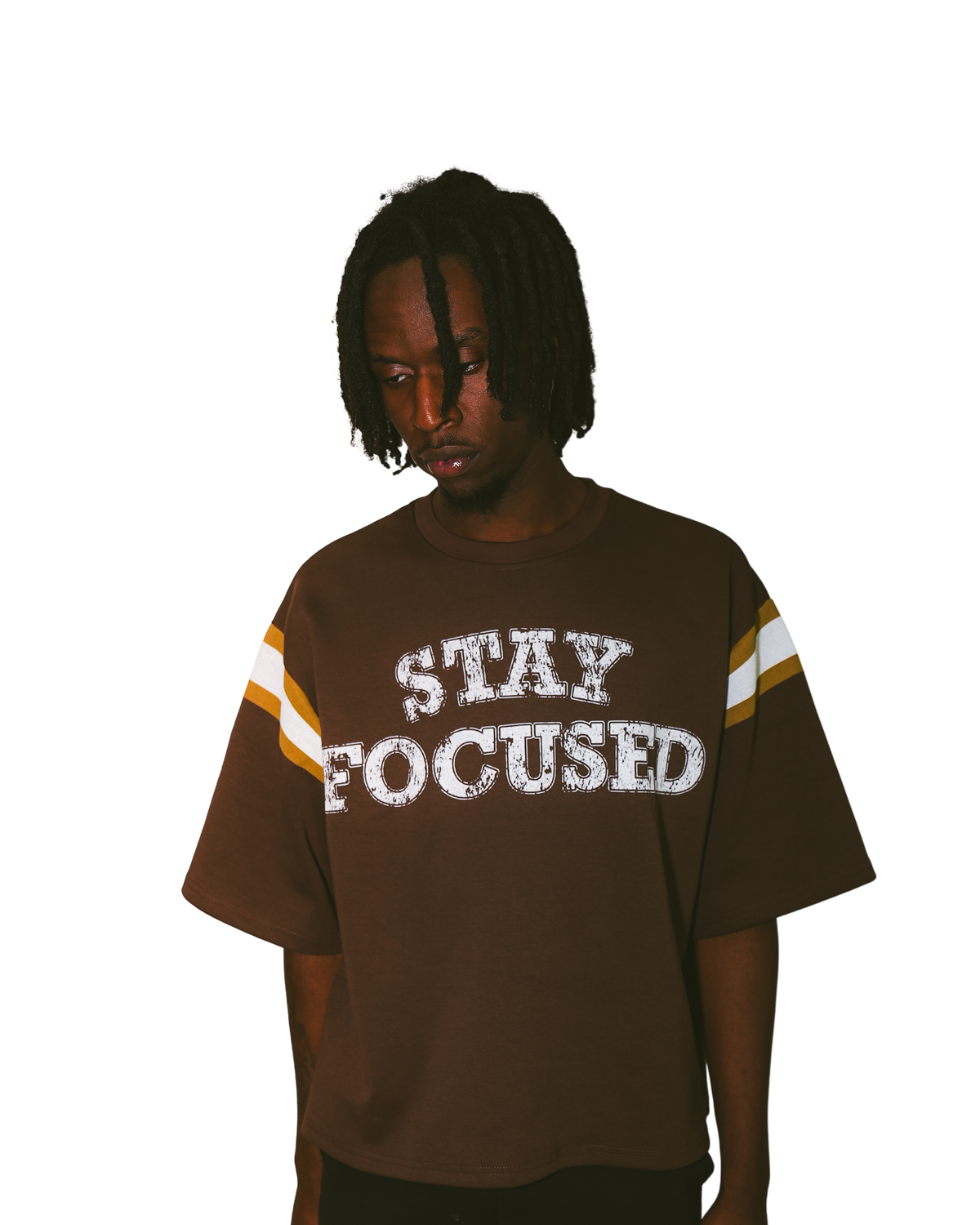 'Stay Focused' Mocha Varsity Tee